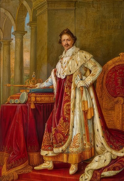 Koning Ludwig I van Beieren in kroningsornament door Joseph Carl Stieler