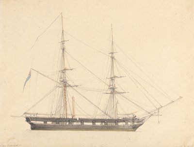 Enkele Brig met Union Jack en Drie Figuren door Joseph Cartwright