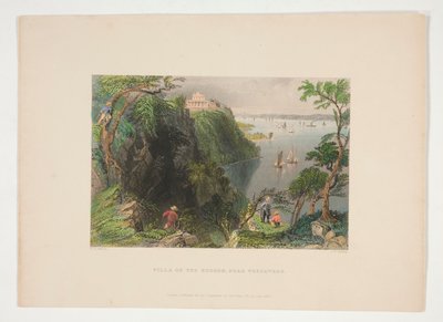 Villa aan de Hudson, nabij Weehawken, illustratie voor Nathaniel Parker Willis door Joseph Clayton Bentley
