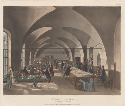 Stempelbureau, Somerset House, 1 juli 1809 door Joseph Constantine Stadler