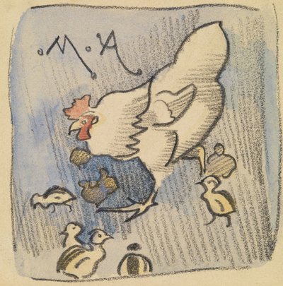 Witte Hen en Kuikens, ca. 1901 door Joseph Crawhall