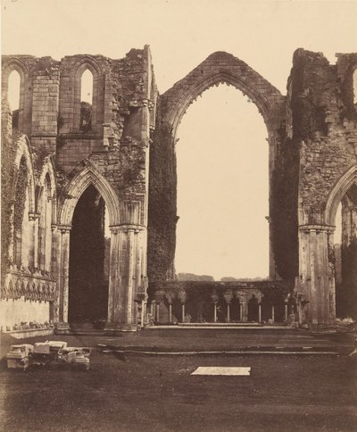 Fountains Abbey. De kapel van de negen altaren, interieur door Joseph Cundall