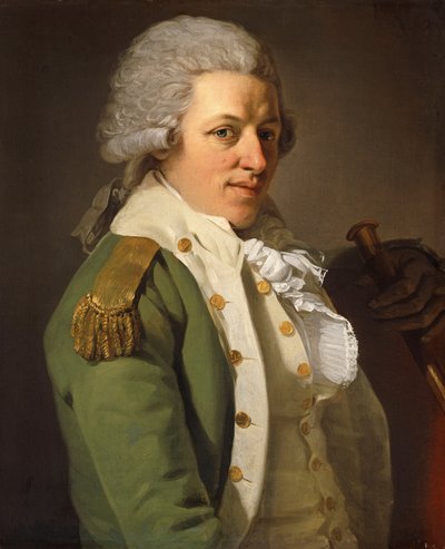 Portret van de Kunstenaar, Halflang, in een Groene Jas en Met een Stok door Joseph Ducreux