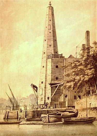 De Oude Watertoren bij York Buildings, Whitehall, 20 mei 1791 door Joseph Farington