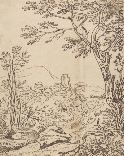 Bomen en een Verafgelegen Kasteel door Joseph Farington