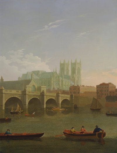 Westminster Abbey en brug door Joseph Farington
