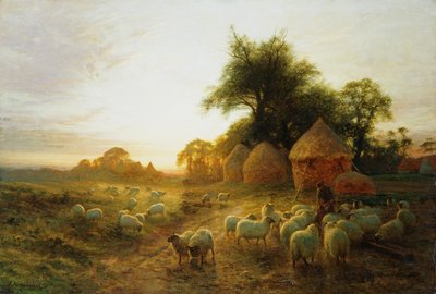 Gele zonsondergang stervend in het westen door Joseph Farquharson