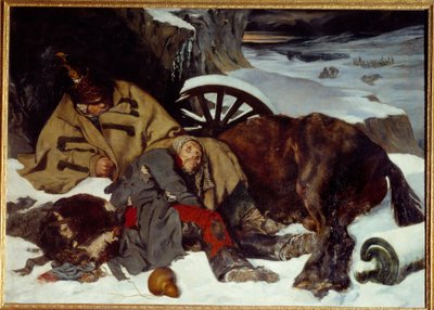 Episode van de Russische terugtocht. Napoleontische oorlog (1812). door Joseph Fernand Boissard de Boisdenier