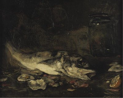 Stilleven met vis en sinaasappels door Joseph Frank Currier