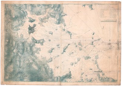 Een kaart van nautische opmerkingen over waarnemingen voor de kaart van de haven van Boston door Joseph Frederick Wallet DesBarres