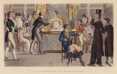 Engelse Bezoekers in het Café de Mille Colonnes door Joseph Grego