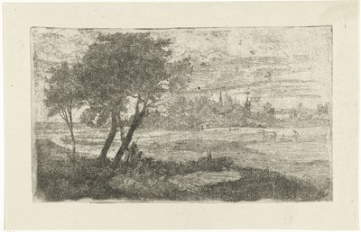 Landschap met een ploeger door Joseph Hartogensis