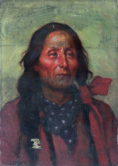 Chief Short Bull (olieverf op doek) door Joseph Henry Sharp