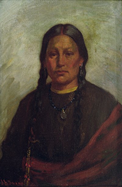 Dochter van opperhoofd Little Chief (olieverf op doek) door Joseph Henry Sharp