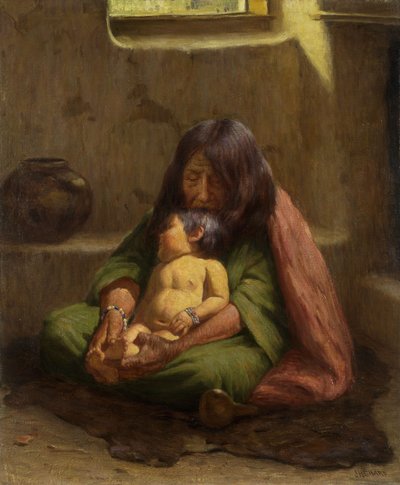 Indiase moeder en baby door Joseph Henry Sharp