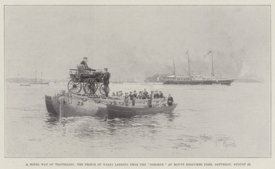 Een nieuwe manier van reizen, de Prins van Wales landt van de Osborne in Mount Edgcumbe Park, zaterdag 27 augustus door Joseph Holland Tringham