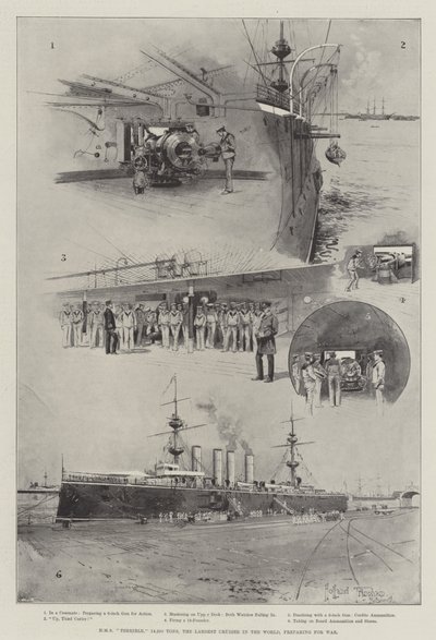 HMS Terrible, 14.220 Ton, de Grootste Kruiser ter Wereld, voorbereidingen voor Oorlog door Joseph Holland Tringham