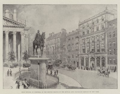 Hoofdkantoren, in Cornhill, van de Britse Tak van de Mutual Life Insurance Company van New York door Joseph Holland Tringham