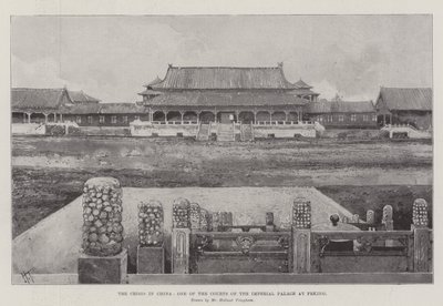 De crisis in China, een van de hoven van het keizerlijk paleis in Peking door Joseph Holland Tringham
