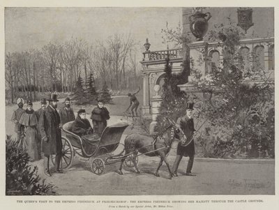 Het bezoek van de koningin aan de keizerin Frederick in Friedrichshof, de keizerin Frederick toont Hare Majesteit de kasteeltuinen door Joseph Holland Tringham