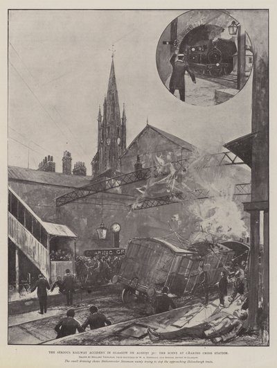 Het ernstige spoorwegongeluk in Glasgow op 30 augustus, de scène op Charing Cross Station door Joseph Holland Tringham