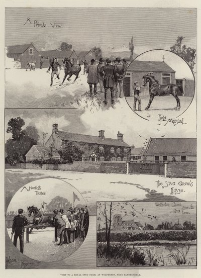 Bezoek aan een koninklijke stoeterij, in Wolferton, nabij Sandringham door Joseph Holland Tringham