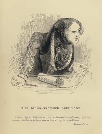 Kenny Meadows: De assistent van de linnenwinkel (gravure) door Joseph Kenny (after) Meadows