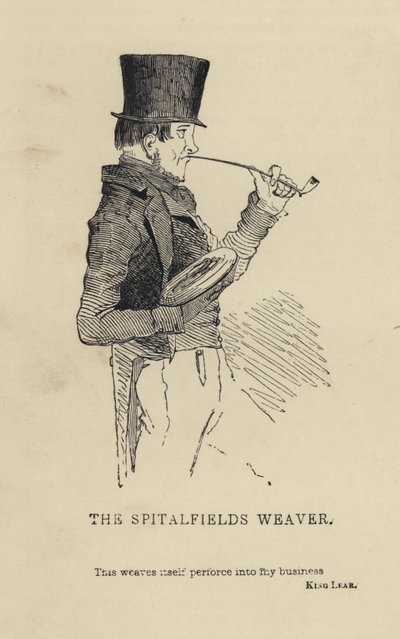 Kenny Meadows: De wever van Spitalfields (gravure) door Joseph Kenny (after) Meadows