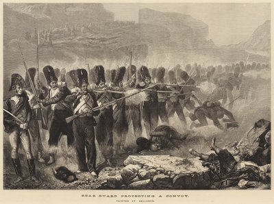 Achterhoede die een konvooi beschermt door Joseph Louis Hippolyte Bellange