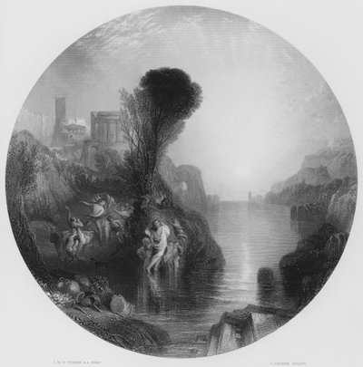 Bacchus en Ariadne, uit het schilderij in de National Gallery (gravure) door Joseph Mallord William (after) Turner