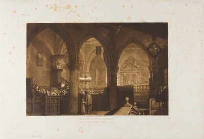 Interieur van een kerk, plaat 70 uit Liber Studiorum door Joseph Mallord William Turner