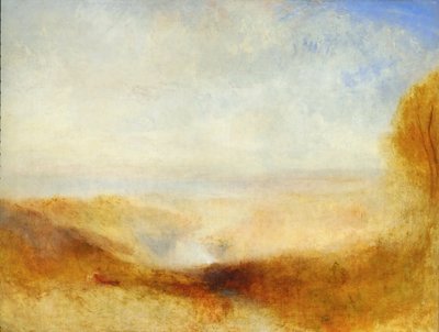 Landschap met een rivier en een baai op de achtergrond door Joseph Mallord William Turner