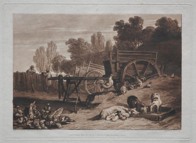 Liber Studiorum: De boerderij met de haan door Joseph Mallord William Turner