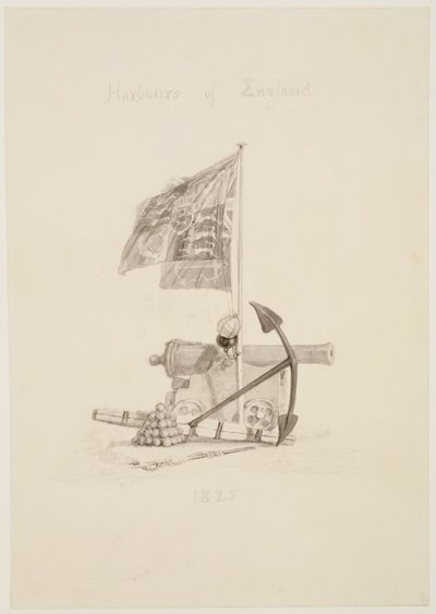 No.0567 Havens van Engeland, ontwerp voor de titelpagina van een boek, 1825 door Joseph Mallord William Turner
