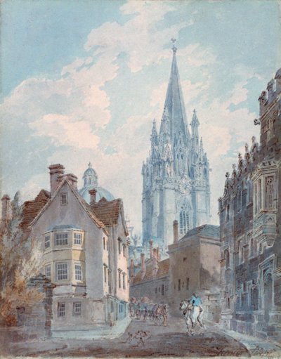Oxford: St Marys vanaf Oriel Lane, 1792-1793 door Joseph Mallord William Turner
