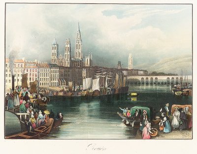 Rouen (Frankrijk). Lithografie (33x46.9 cm) door Joseph Mallord William Turner (1775-1851) door Joseph Mallord William Turner