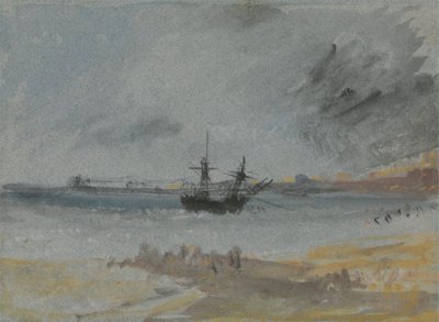 Schip aan de grond in Brighton door Joseph Mallord William Turner