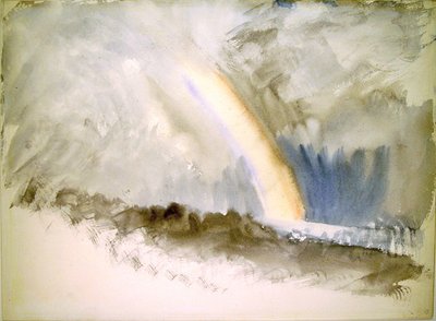 Stormachtig landschap met een regenboog door Joseph Mallord William Turner