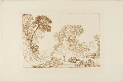 Tempel van Jupiter op het eiland Aegina, plaat 77 uit Liber Studiorum door Joseph Mallord William Turner