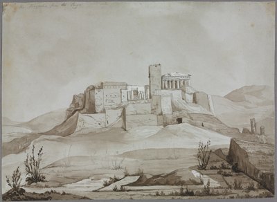 De Akropolis vanaf de Pnyx, Athene, Griekenland door Joseph Mallord William Turner