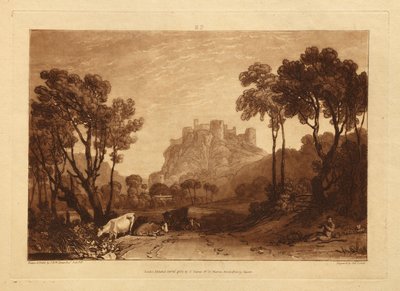 Het kasteel boven de weiden door Joseph Mallord William Turner