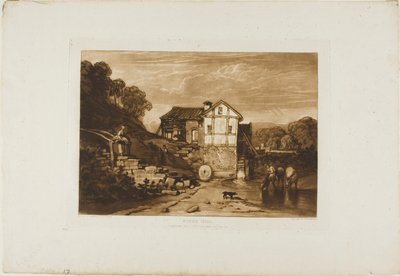 Watermolen, plaat 37 uit Liber Studiorum door Joseph Mallord William Turner