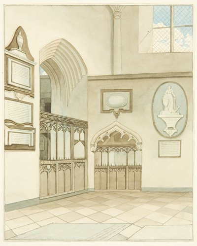 Einde van het zuidelijke transept van de kathedraal van Bristol door Joseph Manning