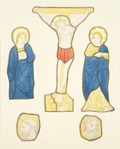 Figuur in glas-in-lood in privéraam in het bisschoppelijk paleis door Joseph Manning