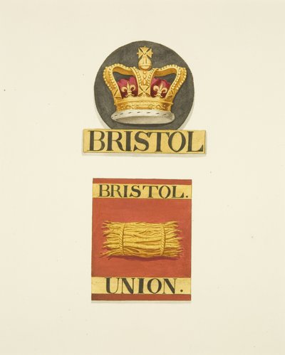 Huisinsignes of brandmerken van de Bristol Crown en Bristol Union Fire Offices door Joseph Manning