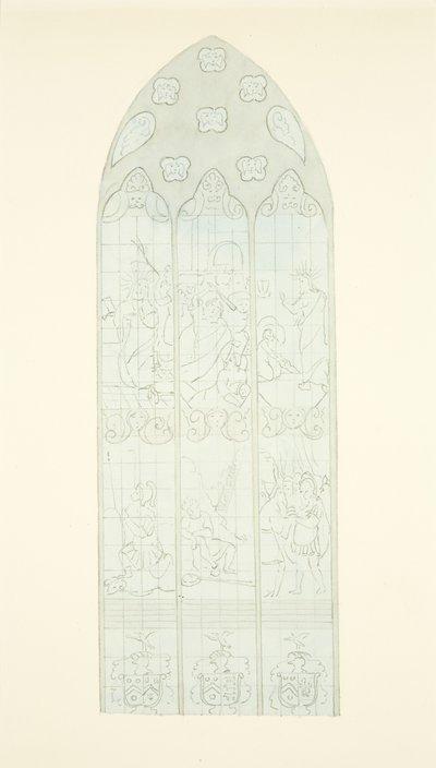 Glas-in-loodraam aan het oostelijke uiteinde van de zuidelijke zijbeuk van de kathedraal van Bristol door Joseph Manning