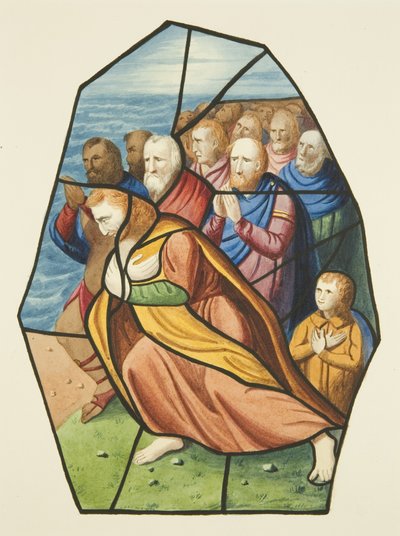 Glas-in-loodramen, waarschijnlijk de Discipelen aan het Meer van Galilea tonend, St. Michael