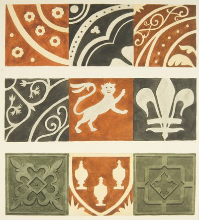 Tegels in de sacristie en verschillende delen van de vloer van de Bristol Cathedral door Joseph Manning