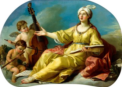 Een Personificatie van Muziek, Zingend met Putti die een Viool en een Fluit bespelen, 1758 door Joseph Marie Vien
