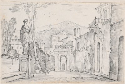 Een Romeinse Straat met Monte Cavo in de Verte door Joseph Marie Vien
